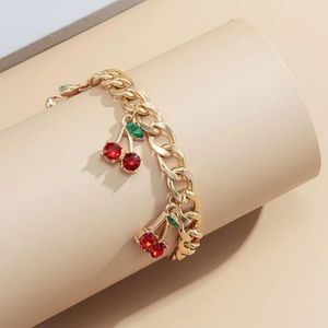 Rhinestone cherry bracelet